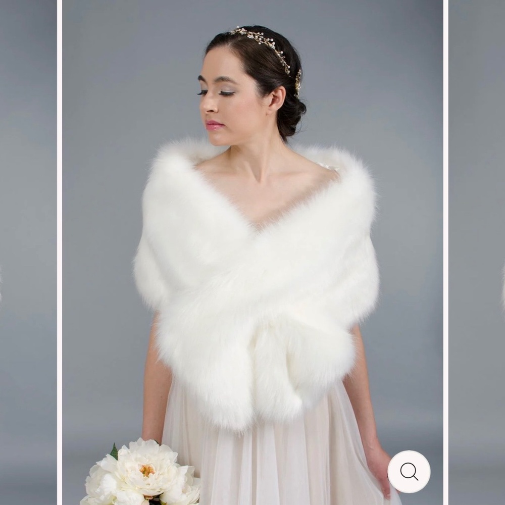 Tulip Bridal White Faux Fur Stole